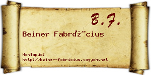 Beiner Fabrícius névjegykártya